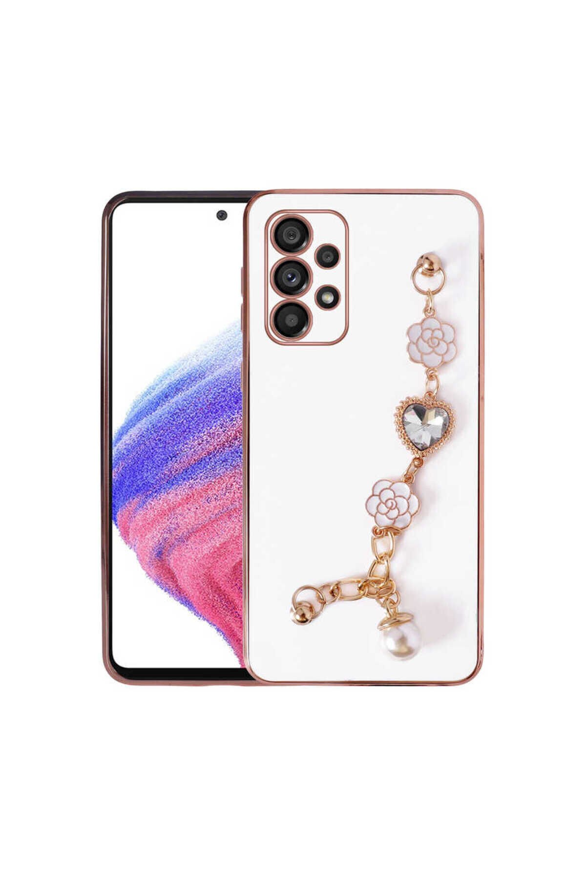 Galaxy A13 4G Kılıf El Tutamaçlı Kamera Korumalı BSAY Taka Silikon Kapak - Beyaz