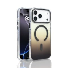 iPhone 17 Pro Max Kılıf M-safe Şarj Özellikli Transparan Renk Geçişli Zore Toros Kılıf Siyah