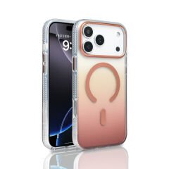 iPhone 17 Pro Max Kılıf M-safe Şarj Özellikli Transparan Renk Geçişli Zore Toros Kılıf Pembe