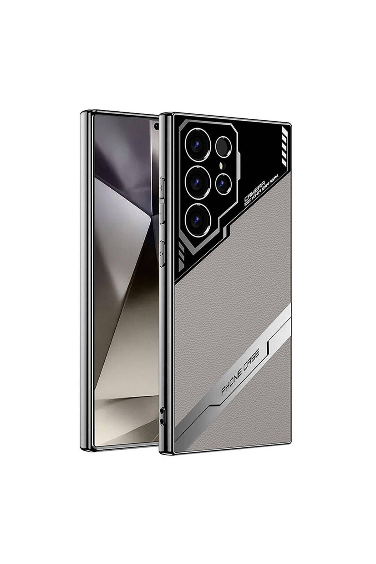 Galaxy S24 Ultra Kılıf Kamera Korumalı Suni Deri Tasarım BSAY Yeni Seri Procase Kapak-Titanyum-Gri Titanyum-Gri