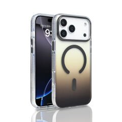 iPhone 17 Pro Max Kılıf M-safe Şarj Özellikli Transparan Renk Geçişli Zore Toros Kılıf Turuncu