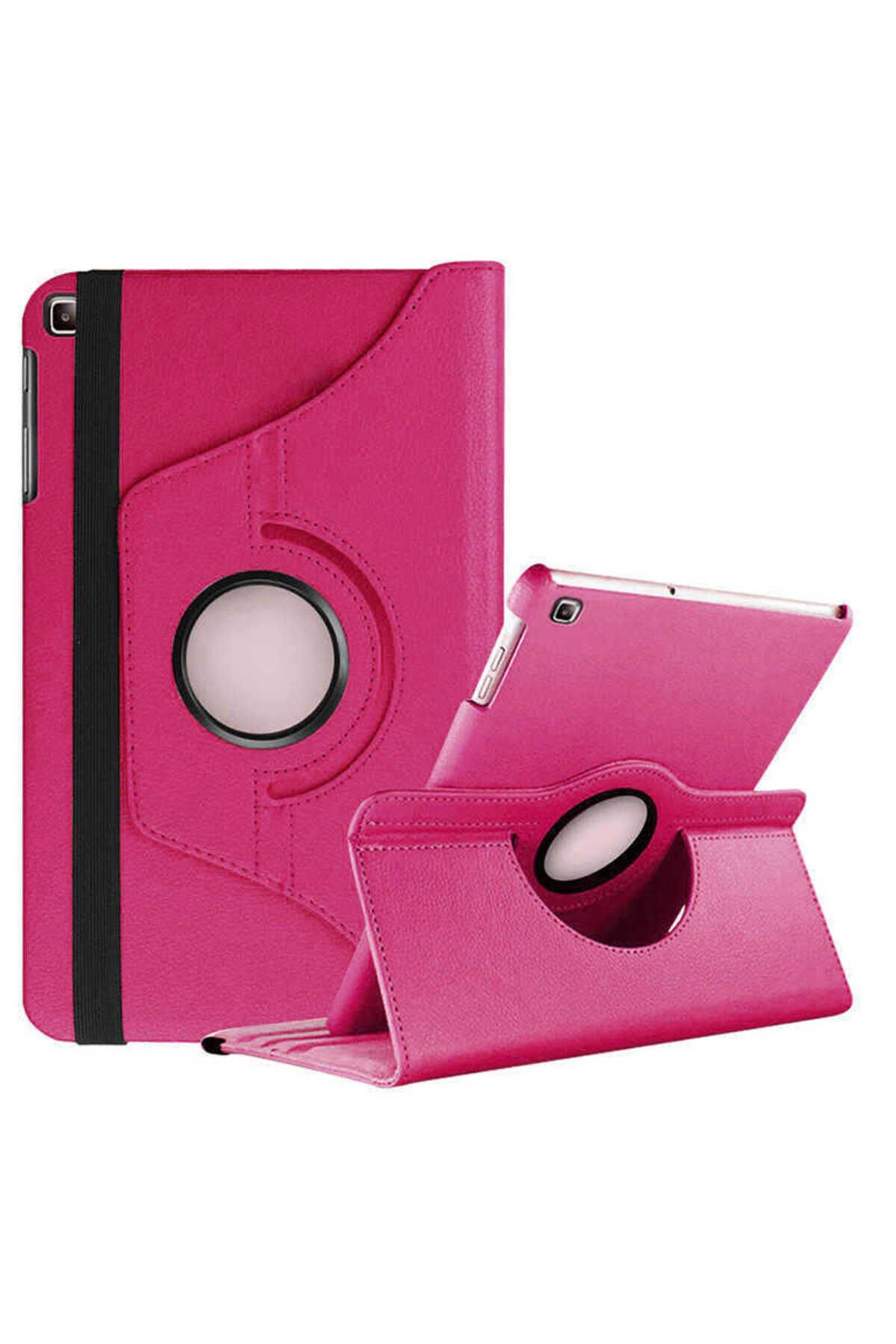 Galaxy Tab A 10.1 (2019) T510 Uyumlu TYGO Dönebilen Standlı Kılıf-Pembe Koyu Pembe Koyu