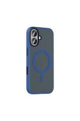 iPhone 17 Kılıf Mat Arka Yüzey Wireless Şarj Özellikli Flet M-safe Kapak - Desert Titanyum Gri