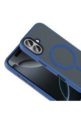 iPhone 17 Kılıf Mat Arka Yüzey Wireless Şarj Özellikli Flet M-safe Kapak - Desert Titanyum Gri