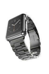 Watch Ultra 49mm Kordon Uyumlu KRD-04 Metal Strap Kayış BSAY- Siyah Gümüş
