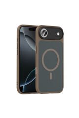 iPhone 17 Air Kılıf Mat Arka Yüzey Wireless Şarj Özellikli Zore Flet M-safe Kapak - Desert Titanyum Gri