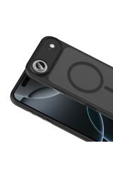 iPhone 17 Air Kılıf Mat Arka Yüzey Wireless Şarj Özellikli Zore Flet M-safe Kapak - Desert Titanyum Gri