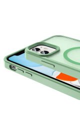 iPhone 11 Kılıf Magsafe Şarj Özellikli Mat Arka Yüzey BSAY Sio Kapak-Koyu Yeşil Lila