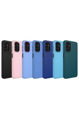 Galaxy A04S Kılıf Metal Çerçeve ve Buton Tasarımlı Silikon ASMA Luna Kapak - Koyu Yeşil Koyu Yeşil