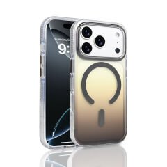 iPhone 17 Pro Kılıf M-safe Şarj Özellikli Transparan Renk Geçişli Zore Toros Kılıf Turuncu