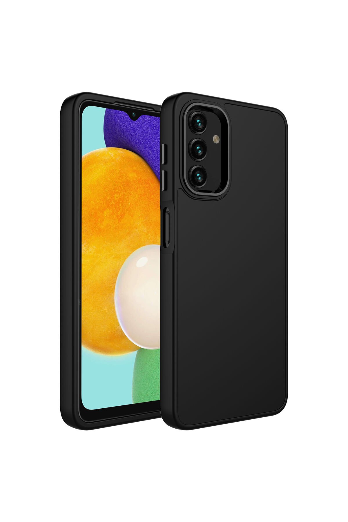 Galaxy A04S Kılıf Metal Çerçeve ve Buton Tasarımlı Silikon BSAY Luna Kapak - Pembe Pembe