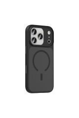 iPhone 17 Pro Kılıf Mat Arka Yüzey Wireless Şarj Özellikli Flet M-safe Kapak - Desert Titanyum Gri