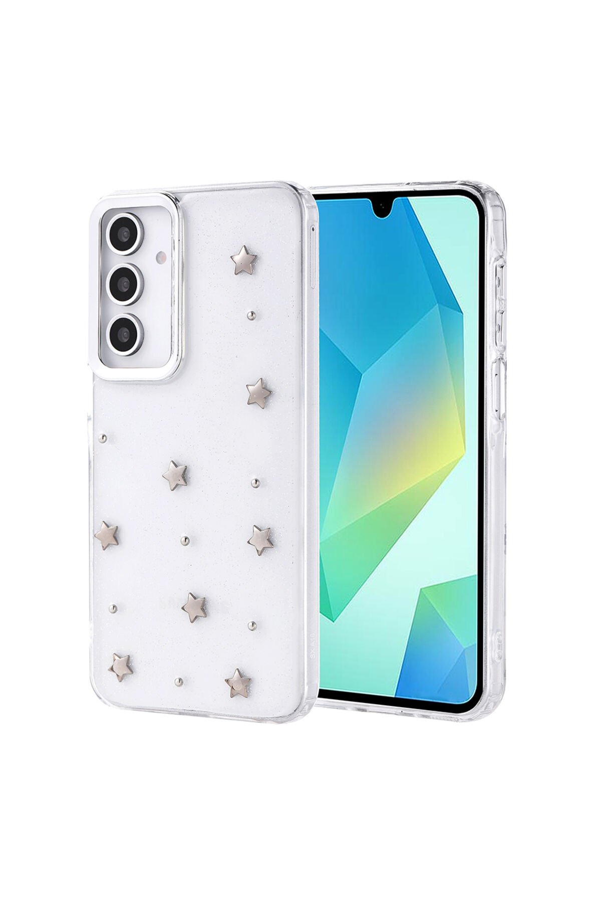 Galaxy A16 Kılıf Airbag Tasarımlı Simli Şeffaf SBT Kutup Kapak - Fiyonk Fiyonk