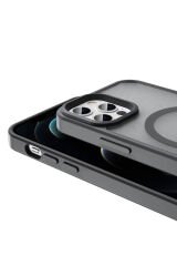 iPhone 12 Pro Kılıf Magsafe Şarj Özellikli Mat Arka Yüzey BSAY Sio Kapak-Lacivert Lacivert
