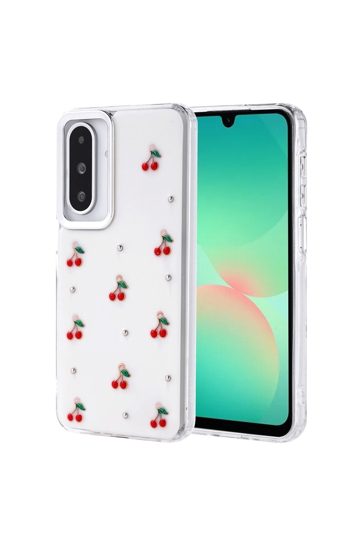 Galaxy A26 Kılıf Airbag Tasarımlı Simli Şeffaf BSAY Kutup Kapak - Kiraz Kiraz