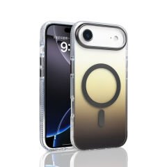 iPhone 17 Air Kılıf M-safe Şarj Özellikli Transparan Renk Geçişli Zore Toros Kılıf Siyah