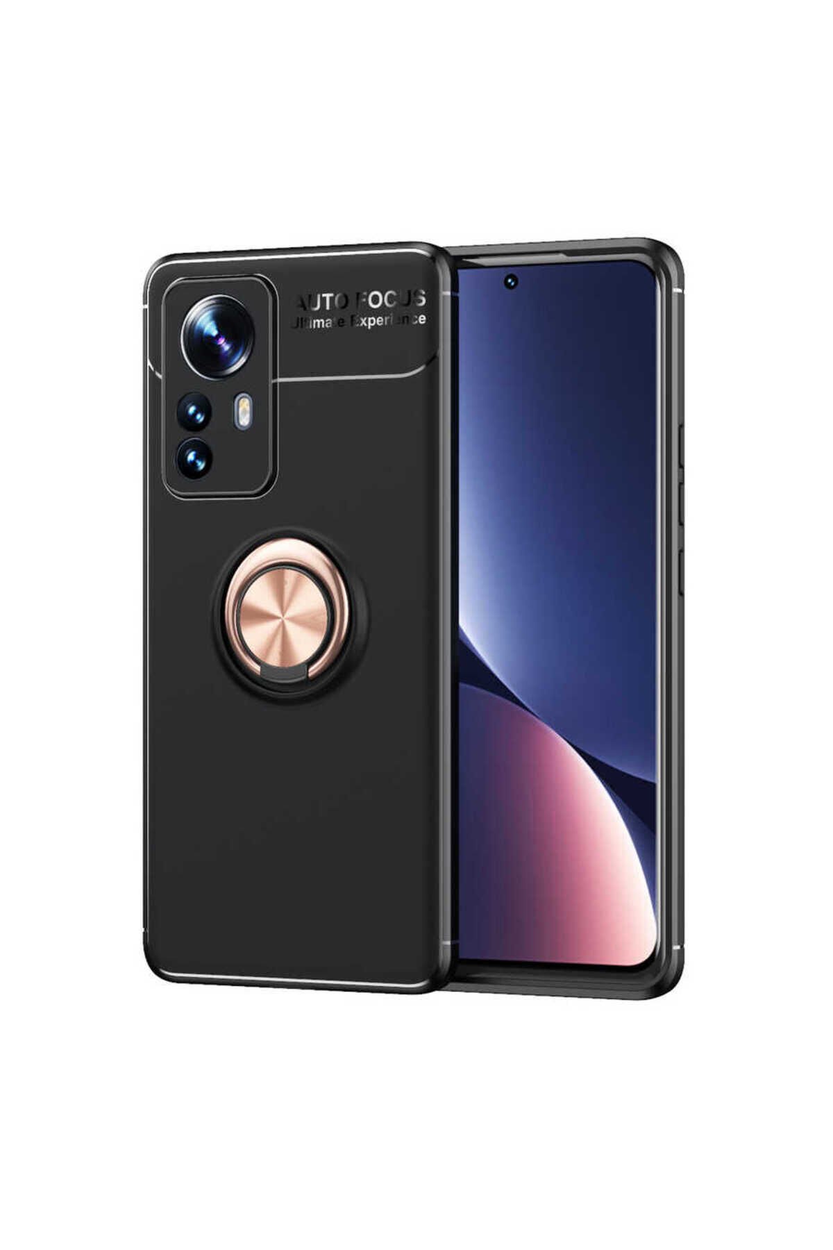 Mi 12 Kılıf BSAY Ravel Silikon Kapak - Siyah Siyah-Rose Gold