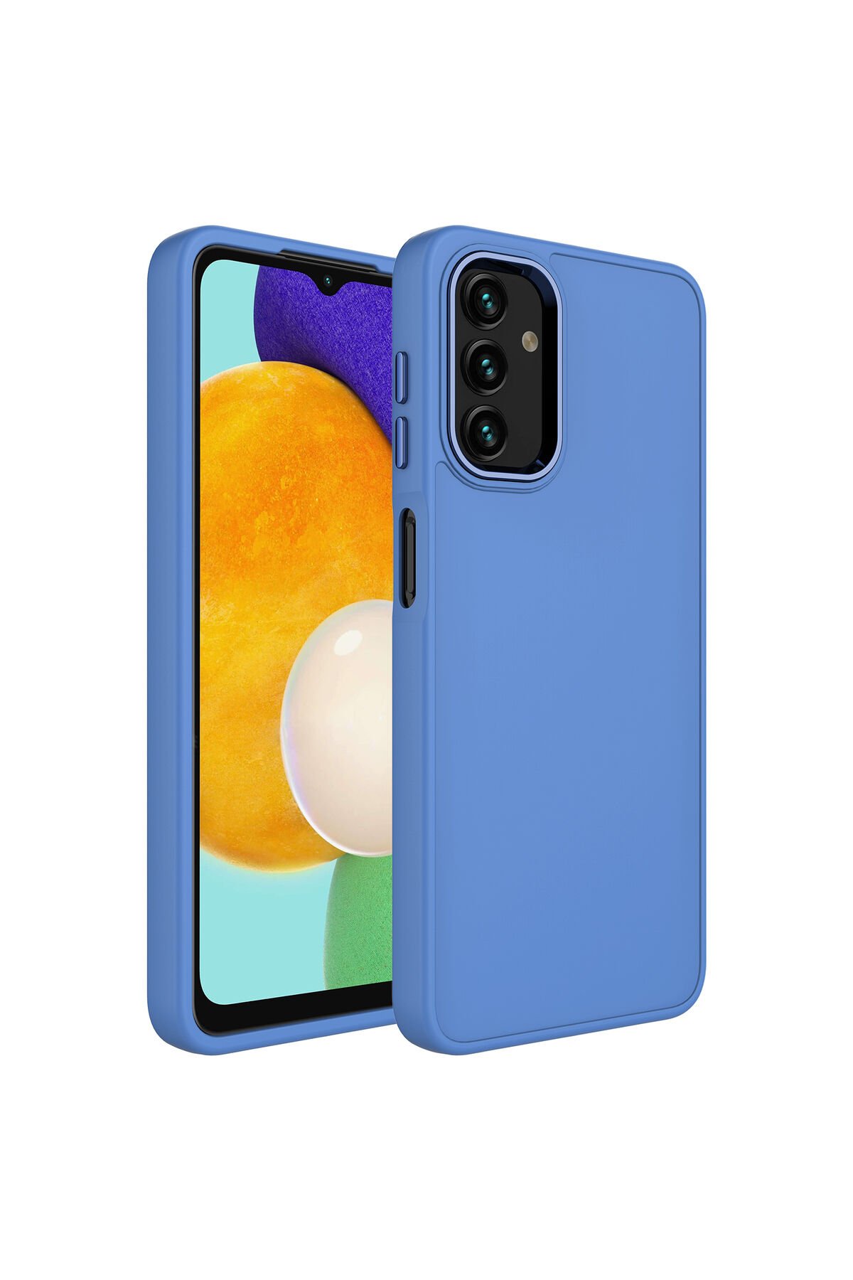 Galaxy A04S Kılıf Metal Çerçeve ve Buton Tasarımlı Silikon OYO Luna Kapak - Lavendery Gray Lavendery Gray