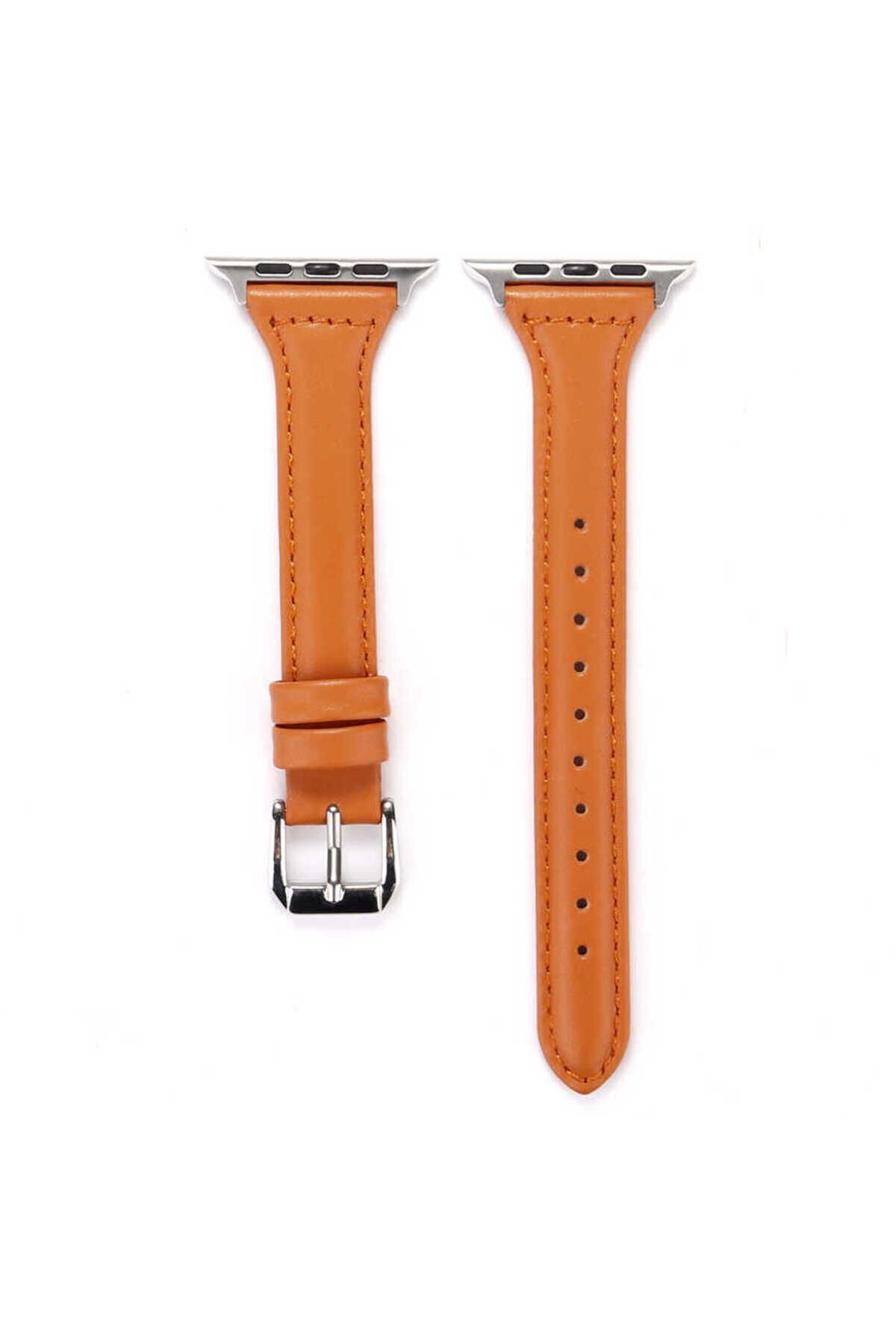 Watch Ultra 49mm Kordon Uyumlu KRD-28 Deri Strap Kayış BSAY- Siyah Kahverengi