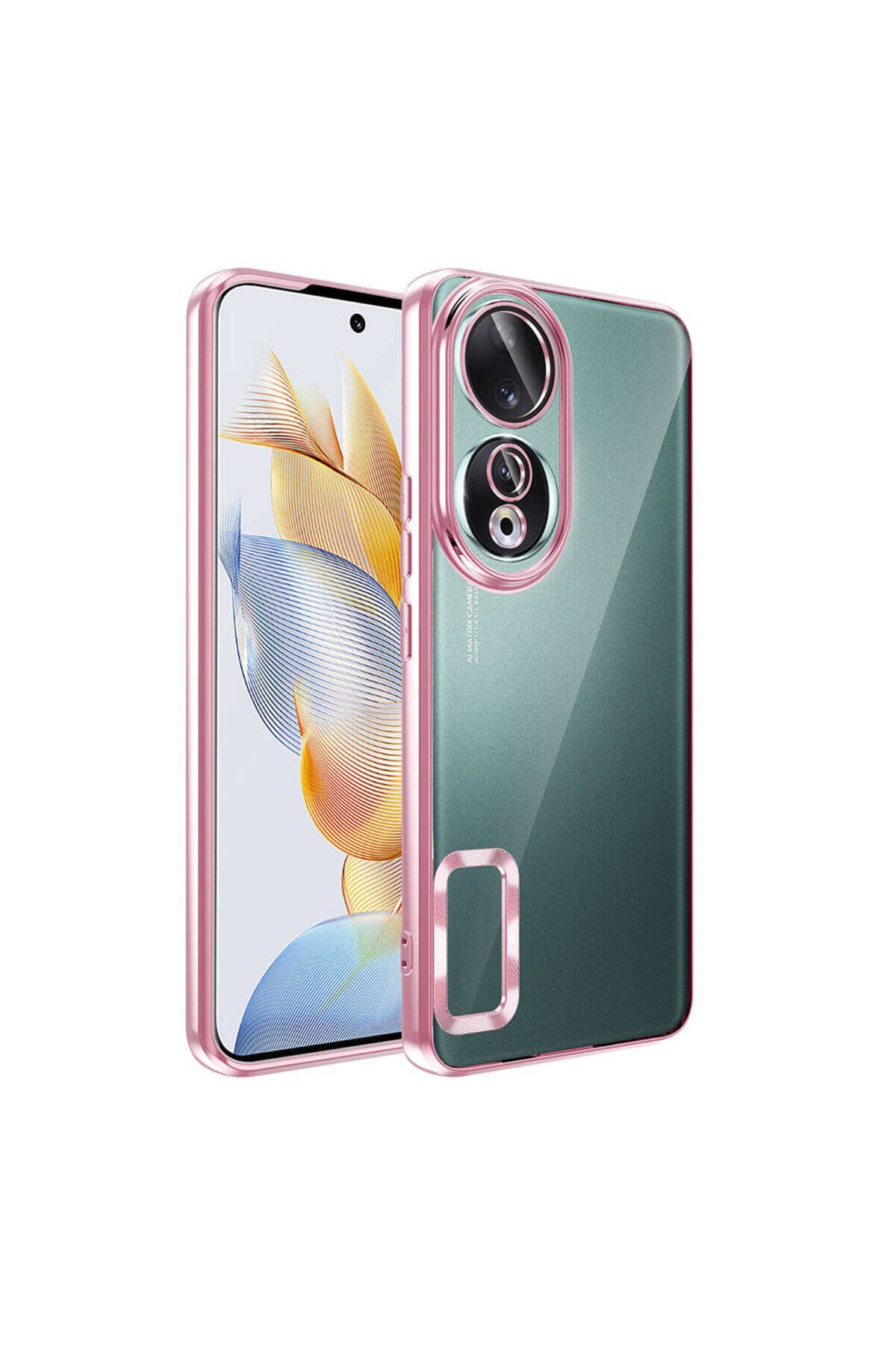 Honor 90 Kılıf Kamera Korumalı Logo Gösteren BSAY Omega Kapak - Rose Gold Rose Gold