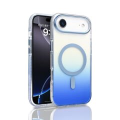 iPhone 17 Air Kılıf M-safe Şarj Özellikli Transparan Renk Geçişli Zore Toros Kılıf Gri