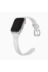 Watch Ultra 49mm Kordon Uyumlu KRD-28 Deri Strap Kayış BSAY- Siyah Pembe