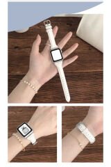 Watch Ultra 49mm Kordon Uyumlu KRD-28 Deri Strap Kayış BSAY- Siyah Pembe