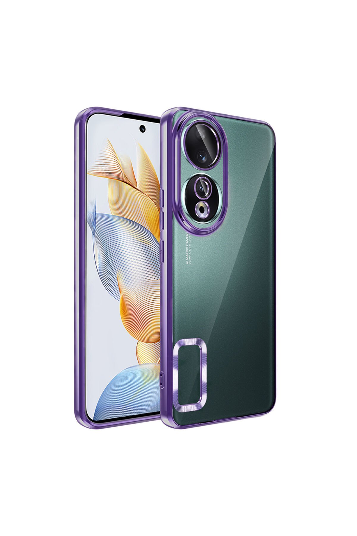 Honor 90 Kılıf Kamera Korumalı Logo Gösteren BSAY Omega Kapak - Rose Gold Derin Mor