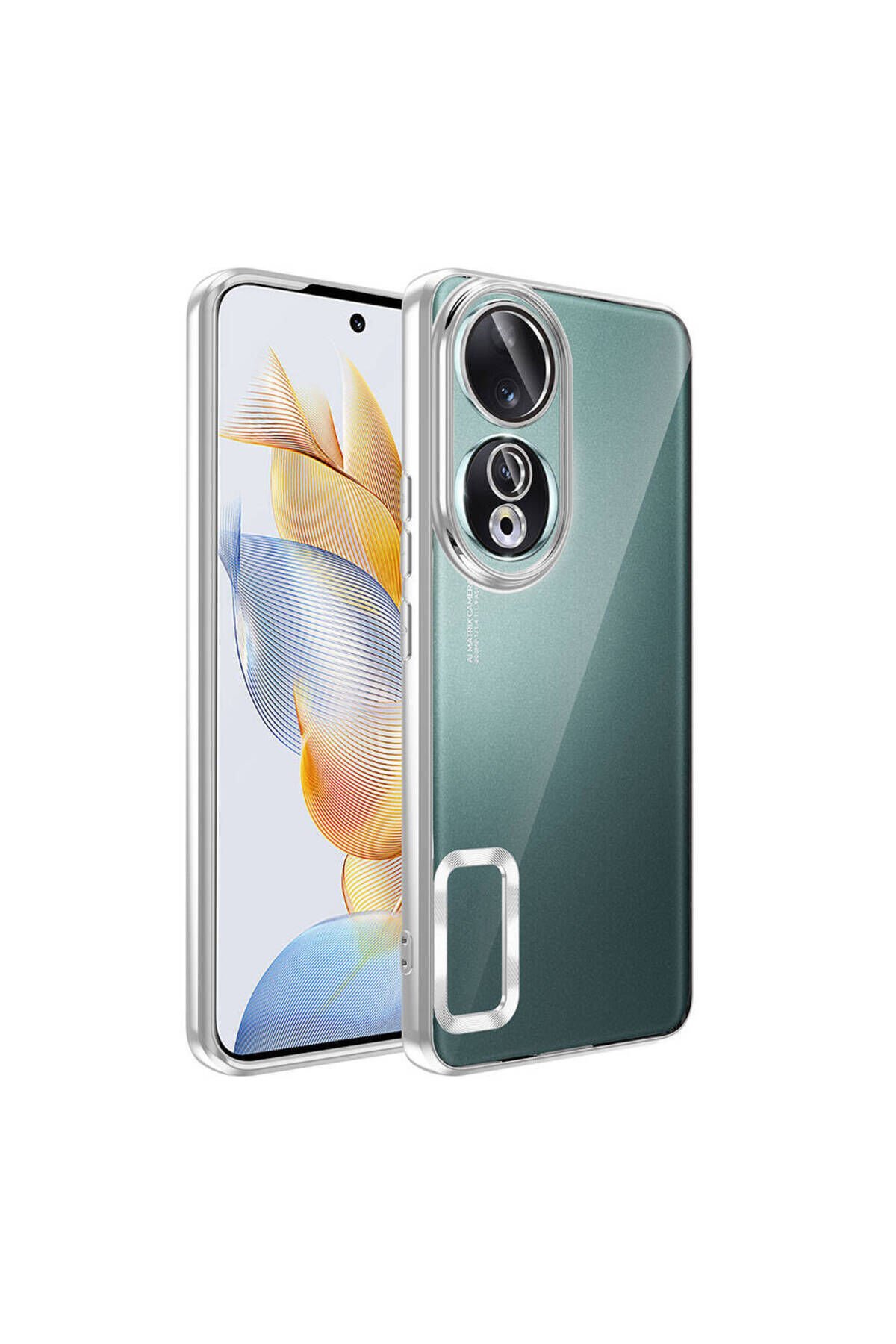 Honor 90 Kılıf Kamera Korumalı Logo Gösteren BSAY Omega Kapak - Rose Gold Siyah