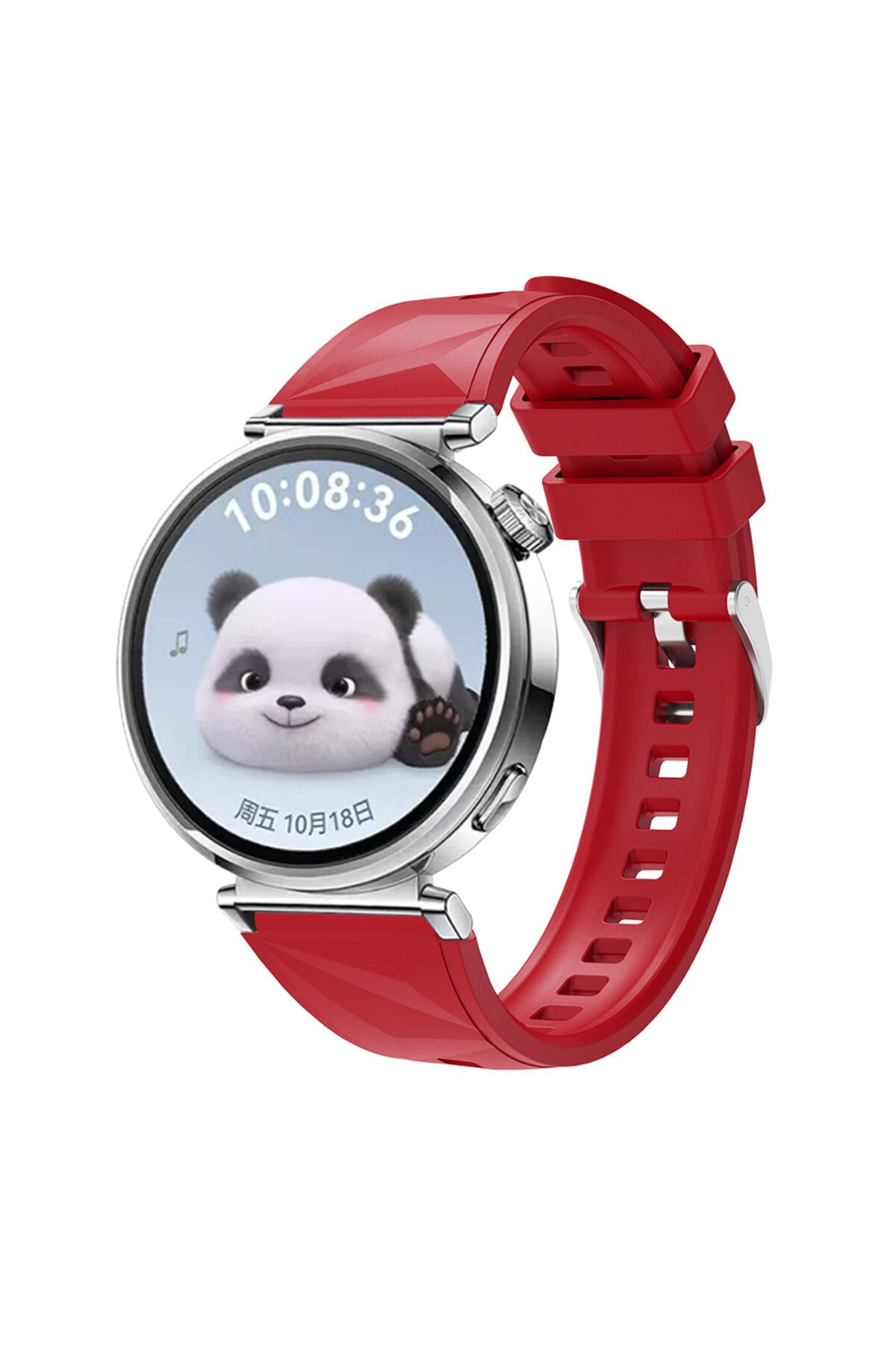 Huawei GT4 41mm Uyumlu BSAY KRD-129 18mm Silikon Kordon Strap Kayış-Pembe Kırmızı