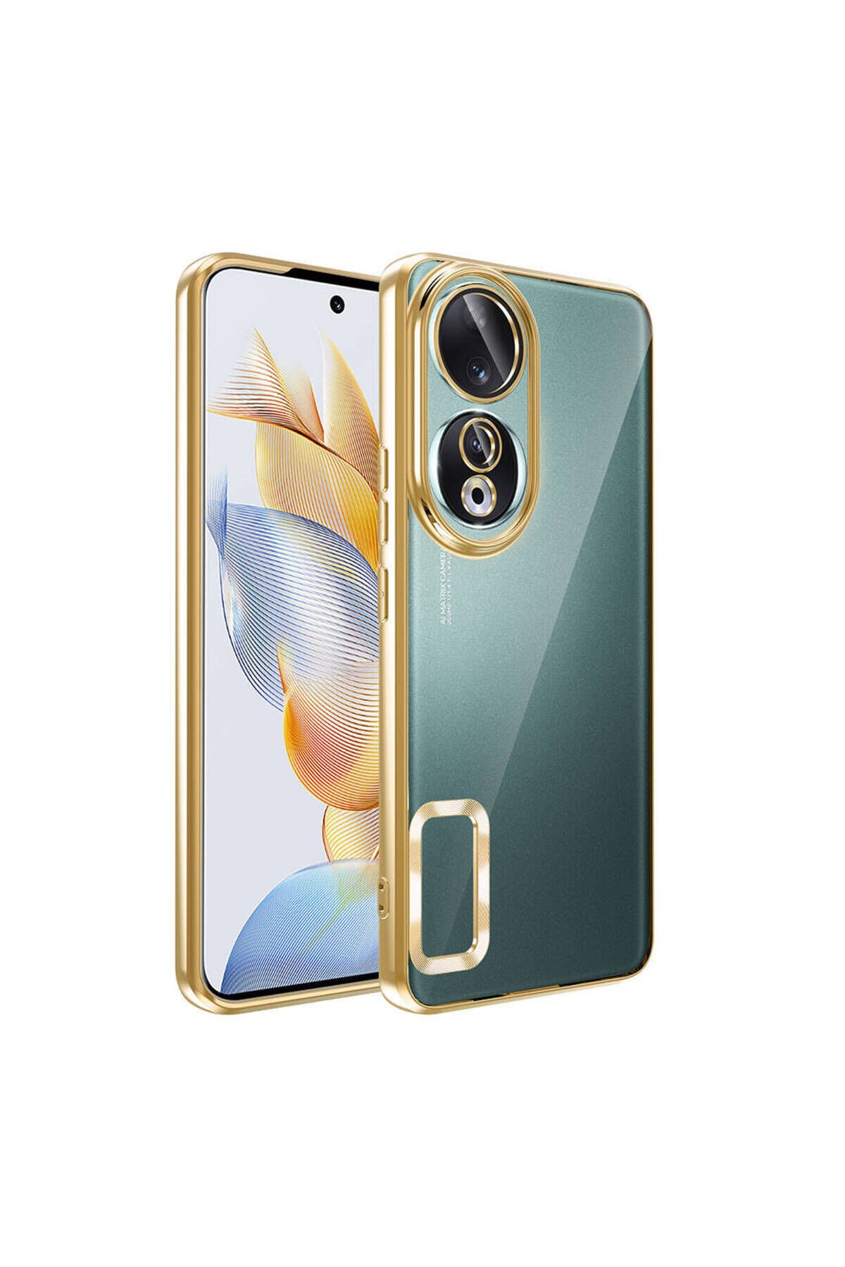 Honor 90 Kılıf Kamera Korumalı Logo Gösteren BSAY Omega Kapak - Rose Gold Gold