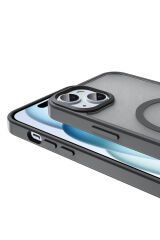 iPhone 14 Kılıf Magsafe Şarj Özellikli Mat Arka Yüzey BSAY Sio Kapak-Lacivert Lila