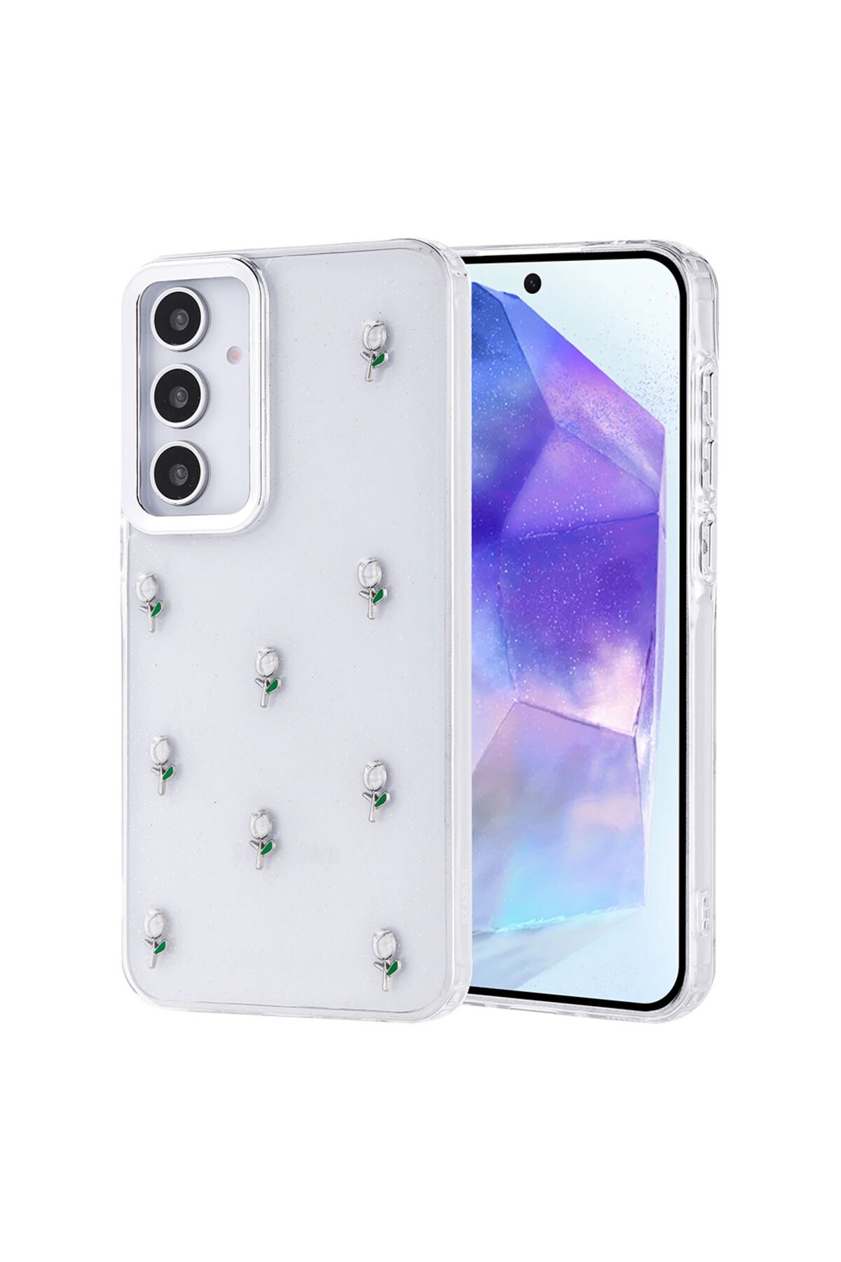 Galaxy A35 Kılıf Airbag Tasarımlı Simli Şeffaf SBT Kutup Kapak - Lale Lale