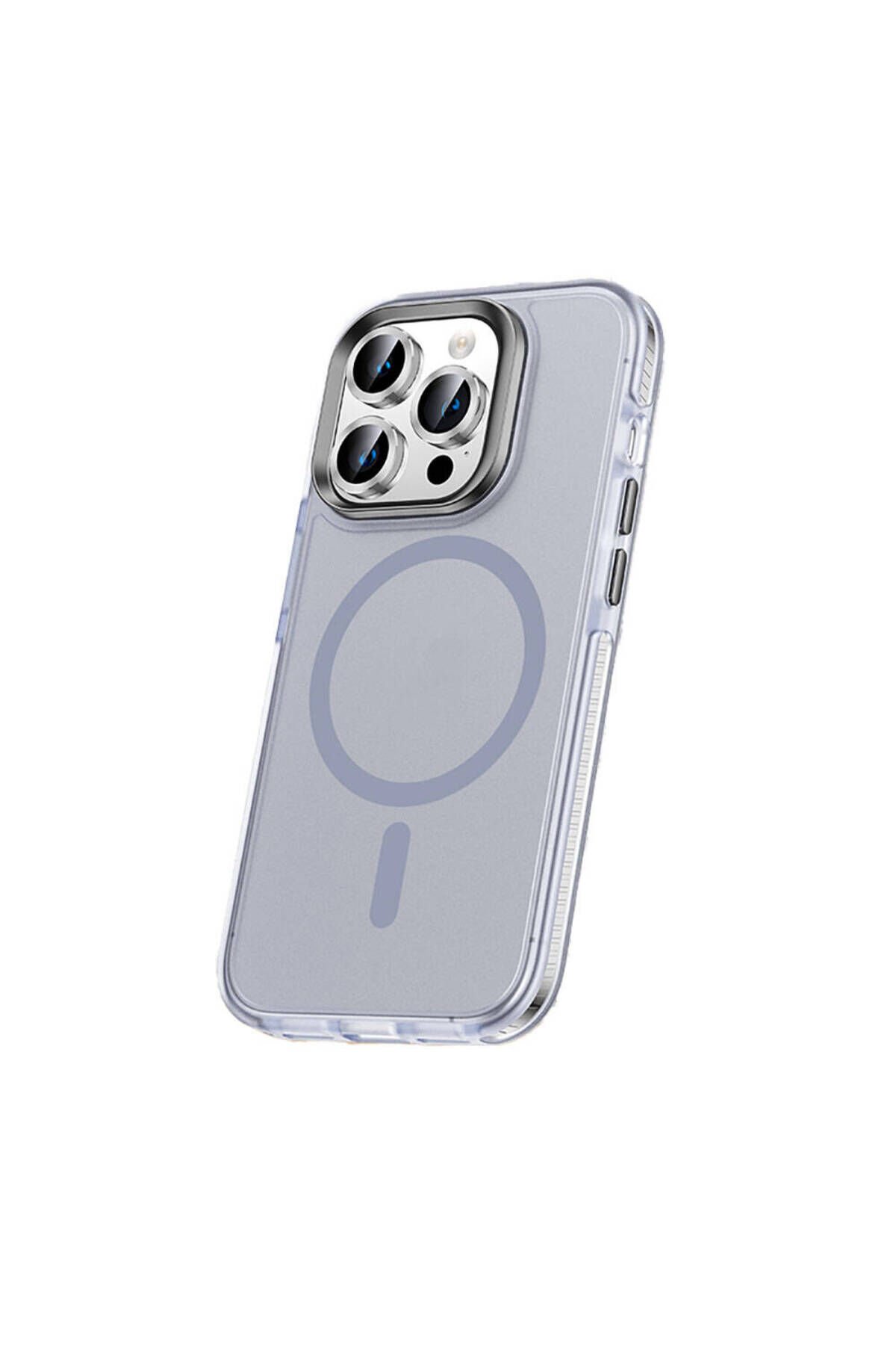 iPhone 15 Pro Max Kılıf Airbagli Magsafe Wireless Şarj Özellikli Lens Koruyuculu BSAY Klaptika Kapak Gri