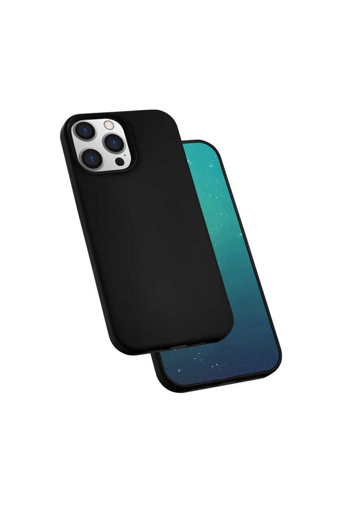 iPhone 13 Pro Uyumlu BSAY Silk Silikon-Siyah Siyah
