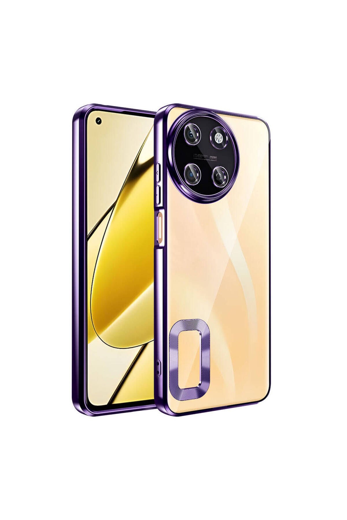Realme 11 4G Kılıf Kamera Korumalı Logo Gösteren BSAY Omega Kapak - Gümüş Derin Mor