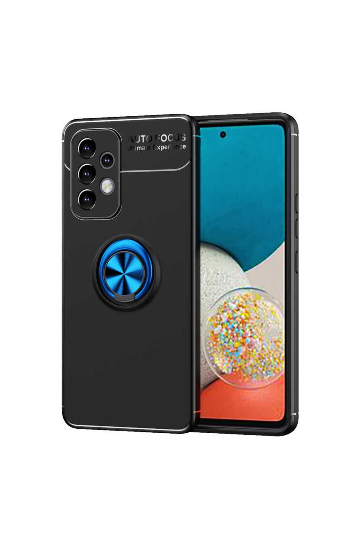 Galaxy A73 Kılıf BSAY Ravel Silikon Kapak - Siyah-Mavi Siyah-Mavi