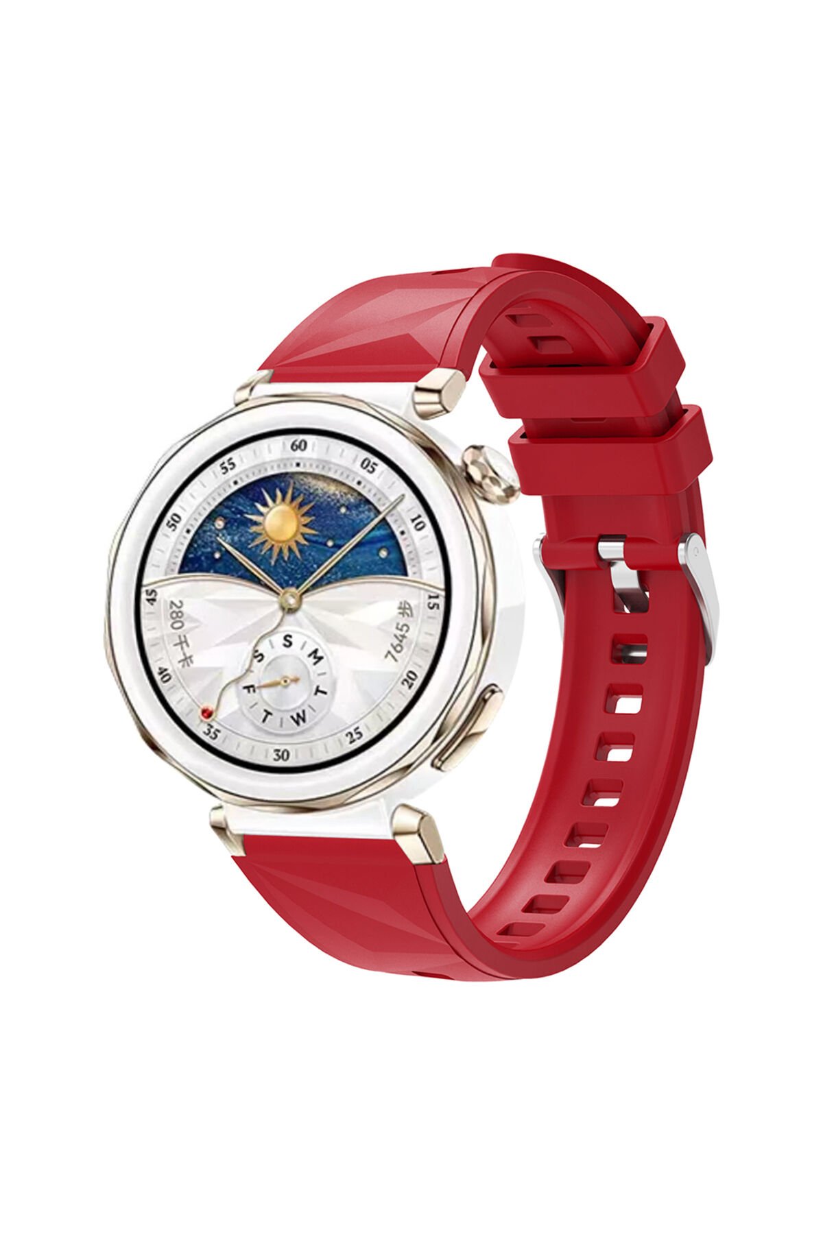 Huawei Watch GT5 Pro 42mm Uyumlu BSAY KRD-129 Silikon Kordon Strap Kayış-Siyah Kırmızı