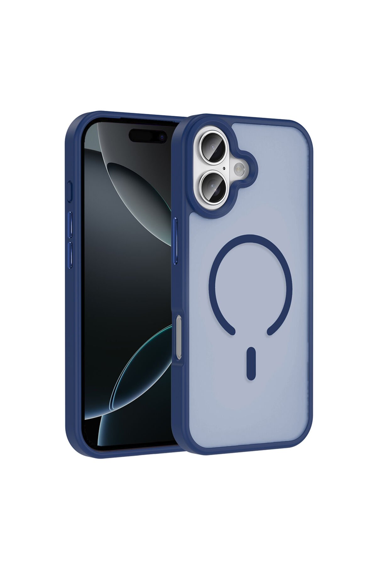 iPhone 17 Kılıf M-safe Şarj Özellikli Mat Arka Yüzey ASMA Sio Kapak - Lacivert Lacivert