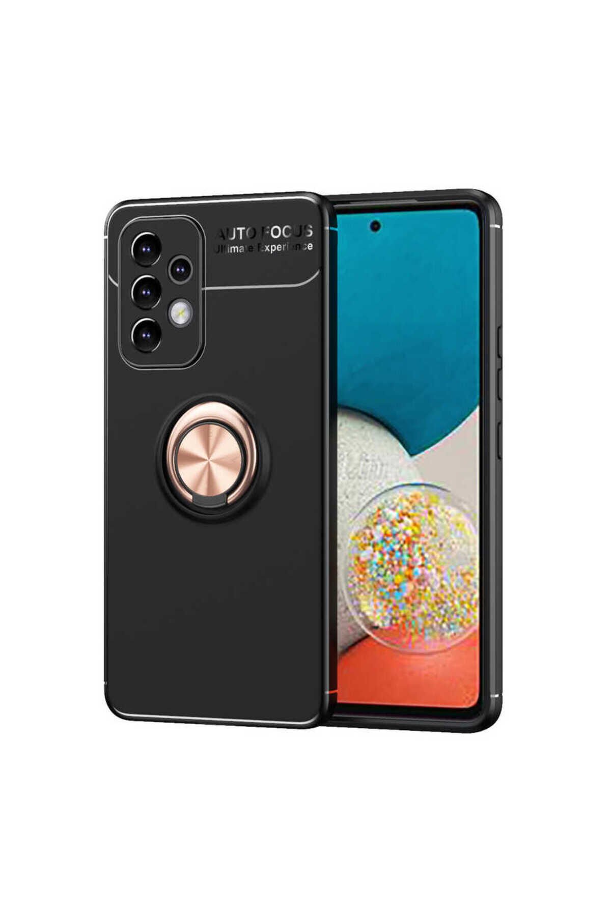 Galaxy A73 Kılıf BSAY Ravel Silikon Kapak - Siyah-Mavi Siyah-Rose Gold