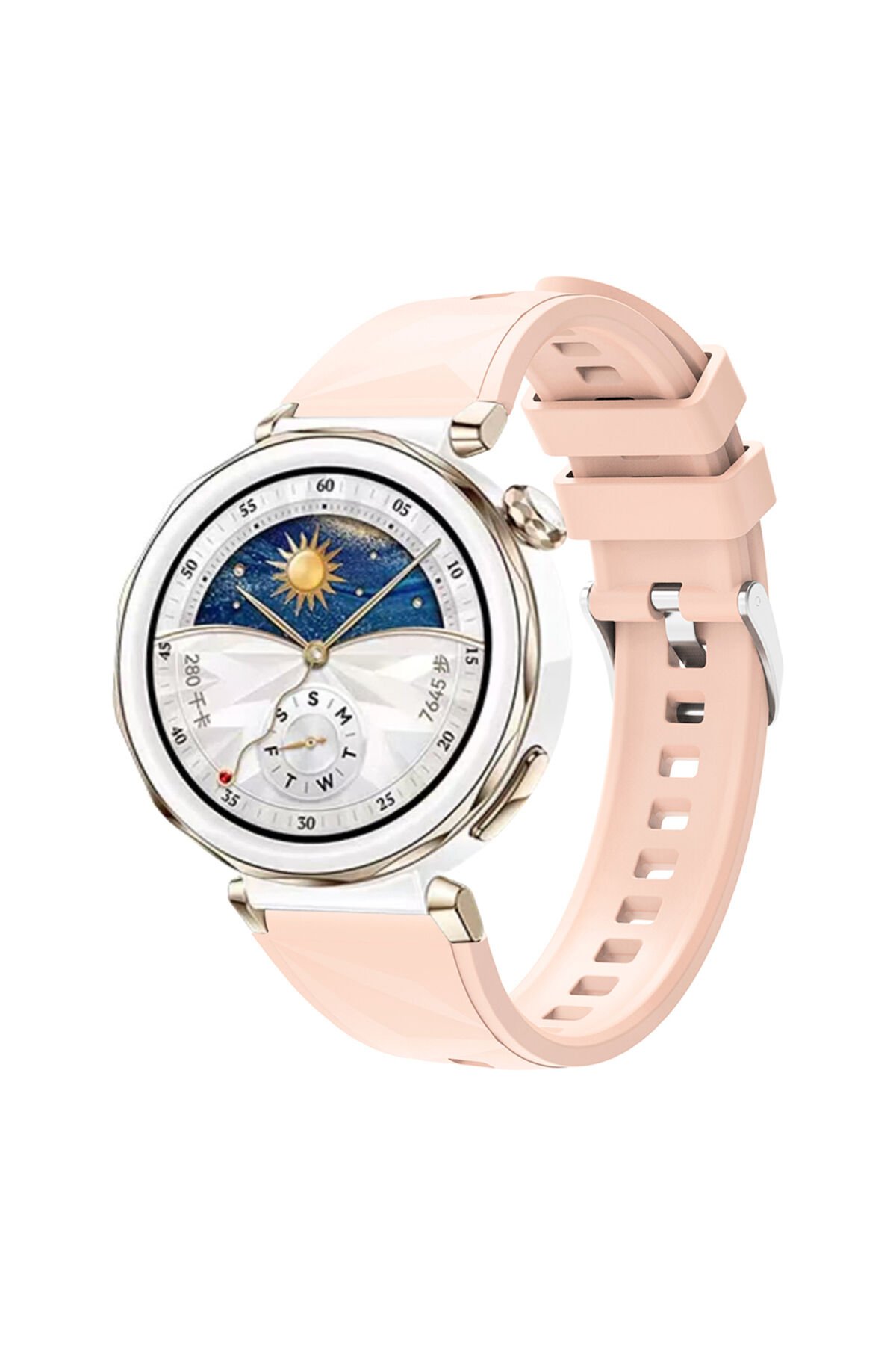 Huawei Watch GT5 Pro 42mm Uyumlu BSAY KRD-129 Silikon Kordon Strap Kayış-Siyah Pembe