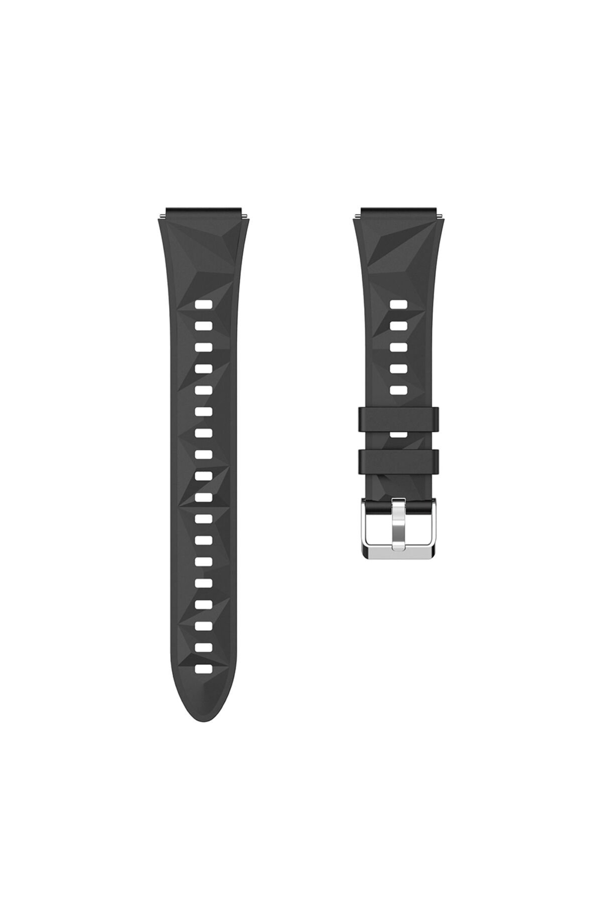 Huawei Watch GT5 Pro 42mm Uyumlu BSAY KRD-129 Silikon Kordon Strap Kayış-Siyah Pembe