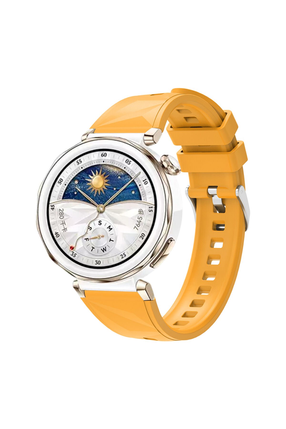Huawei Watch GT5 Pro 42mm Uyumlu BSAY KRD-129 Silikon Kordon Strap Kayış-Siyah Sarı