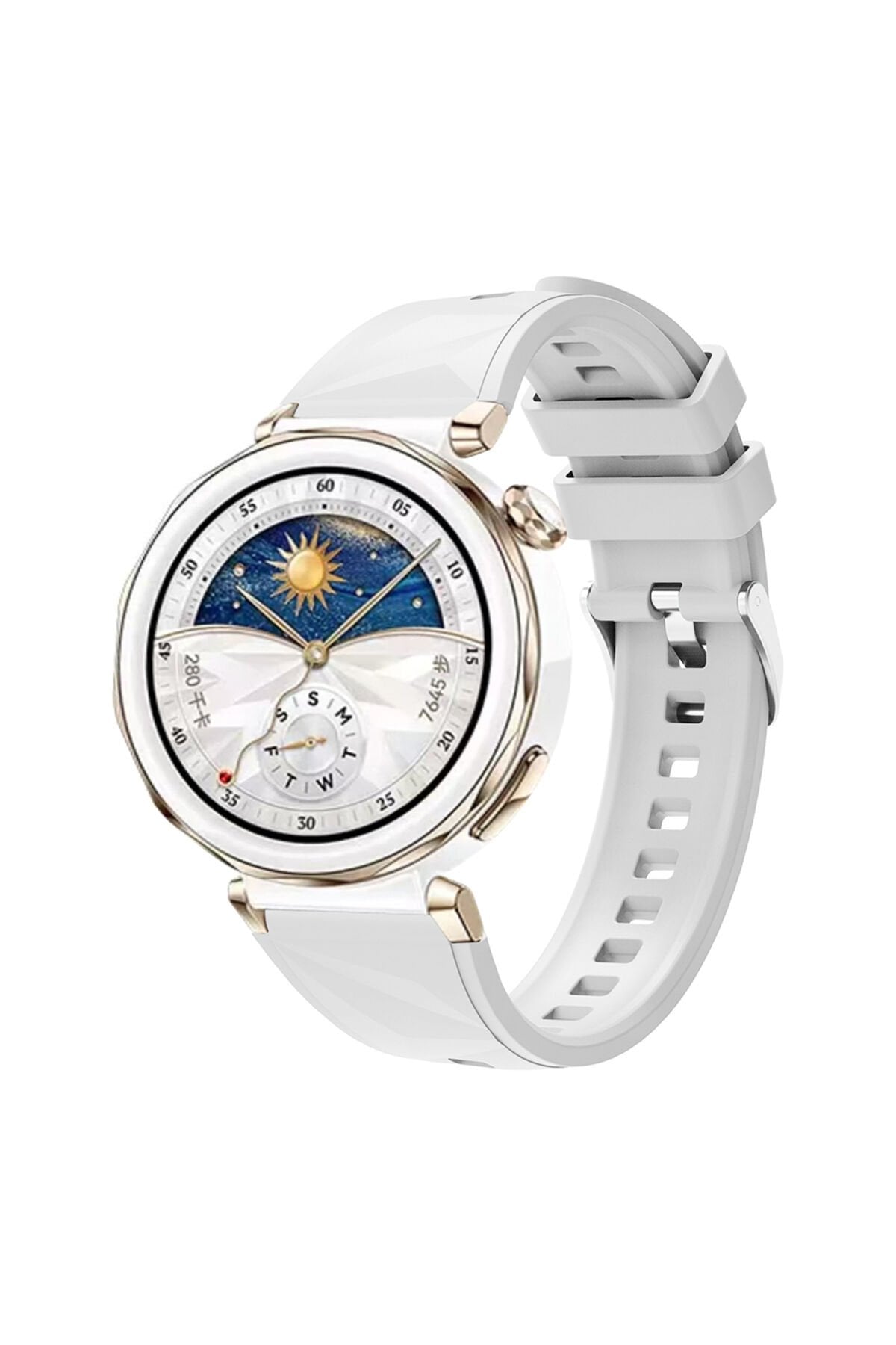 Huawei Watch GT5 Pro 42mm Uyumlu BSAY KRD-129 Silikon Kordon Strap Kayış-Siyah Beyaz