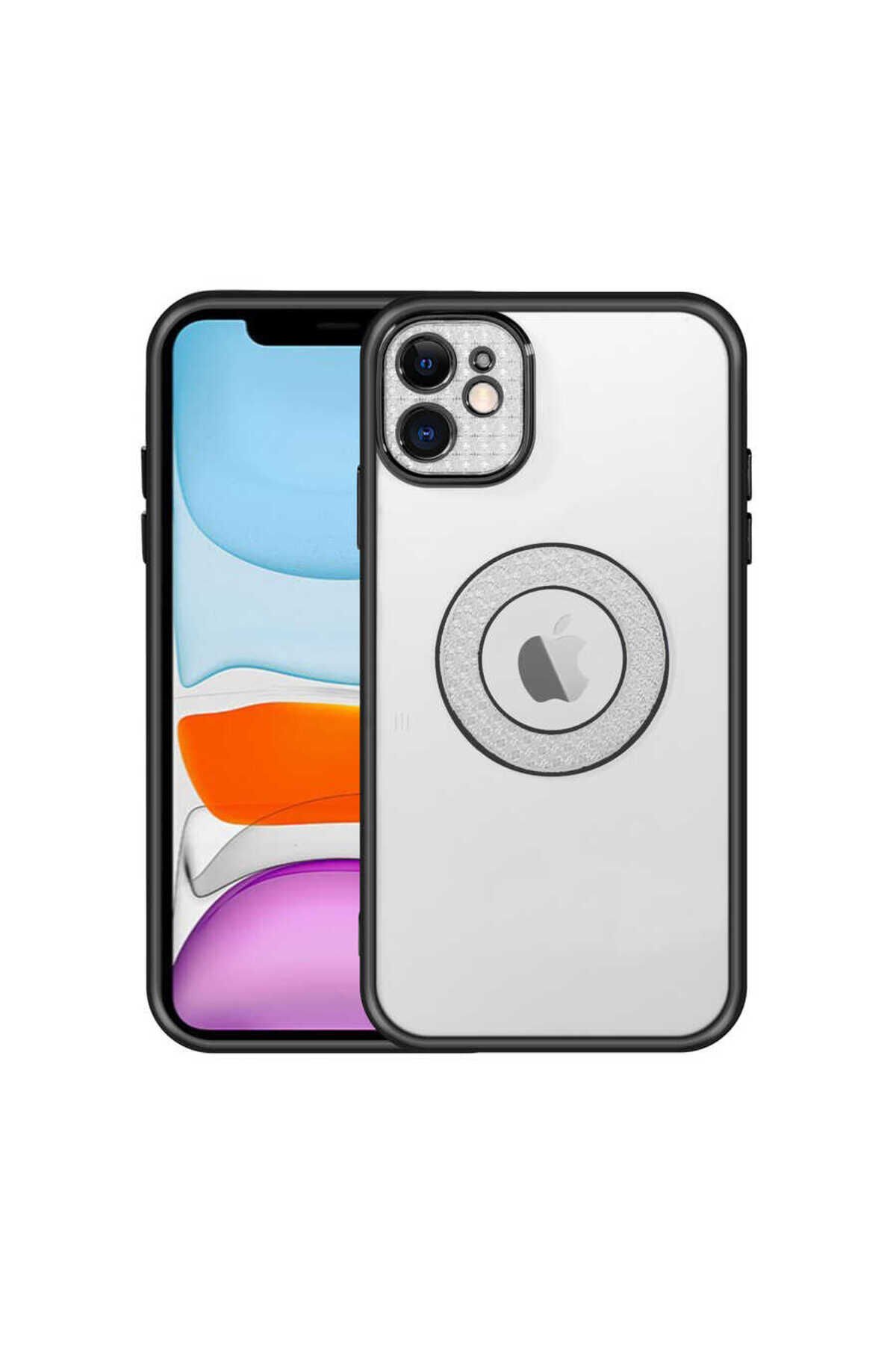iPhone 12 Uyumlu Kamera Korumalı Logo Gösteren BSAY Esta Kılıf-Siyah