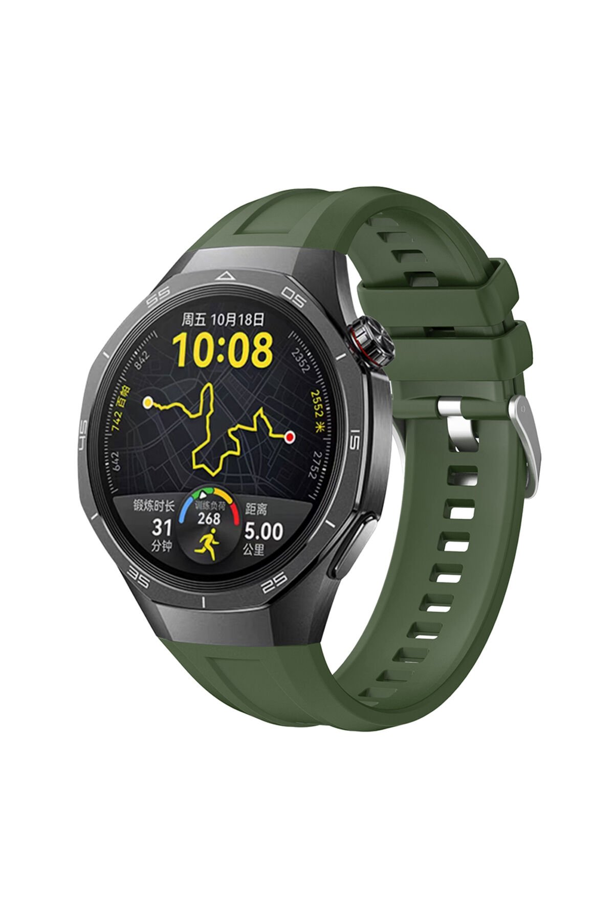 Huawei Watch GT5 Pro 46mm Uyumlu BSAY KRD-130 Silikon Kordon Strap Kayış-Yeşil Yeşil