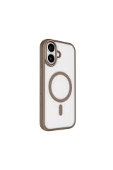 iPhone 17 Kılıf Wireless Şarj Özellikli Zore Krom M-safe Silikon Kapak - Turuncu Turuncu