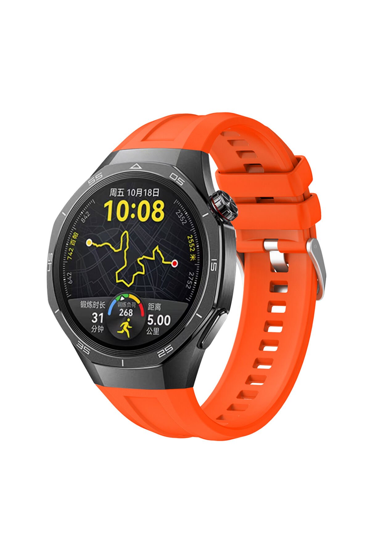 Huawei Watch GT5 Pro 46mm Uyumlu BSAY KRD-130 Silikon Kordon Strap Kayış-Yeşil Turuncu