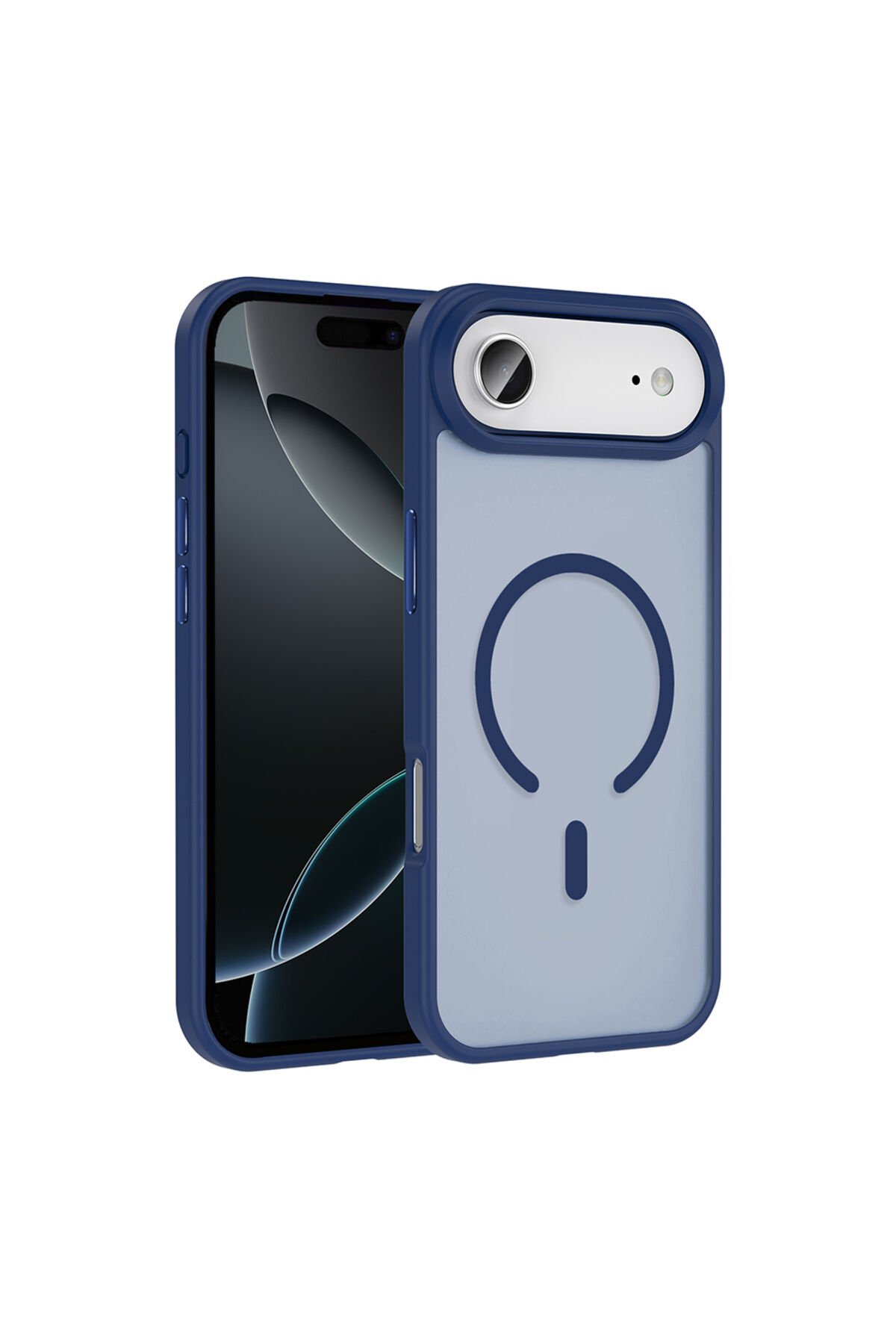 iPhone 17 Air Kılıf M-safe Şarj Özellikli Mat Arka Yüzey ZPRB Sio Kapak - Turuncu Lacivert