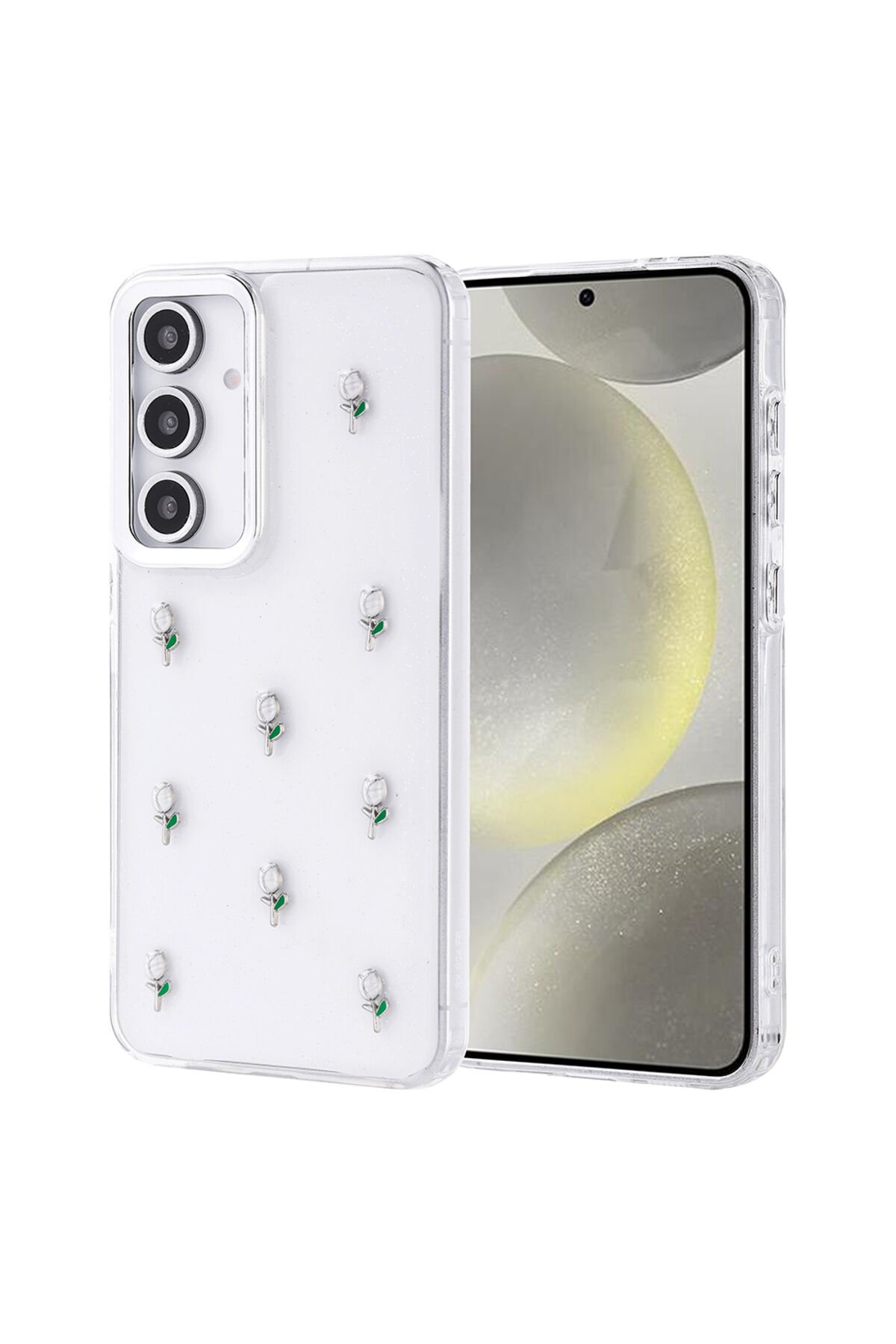 Galaxy S24 FE Kılıf Airbag Tasarımlı Simli Şeffaf ASMA Kutup Kapak - Lale Lale